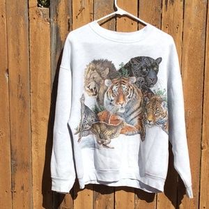 Vintage H.L.Miller Gold Made in USA Women’s Sweatshirt Wild Cats Print Sz XL